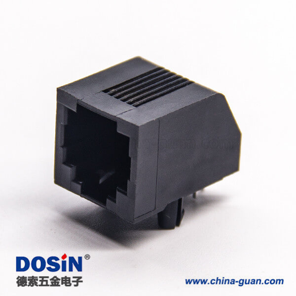 rj12母座6p6c彎式90度黑色全塑不帶燈插板