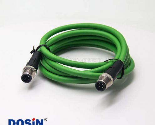 M12 d型4芯針型公頭雙邊線直式3M延長(zhǎng)電纜