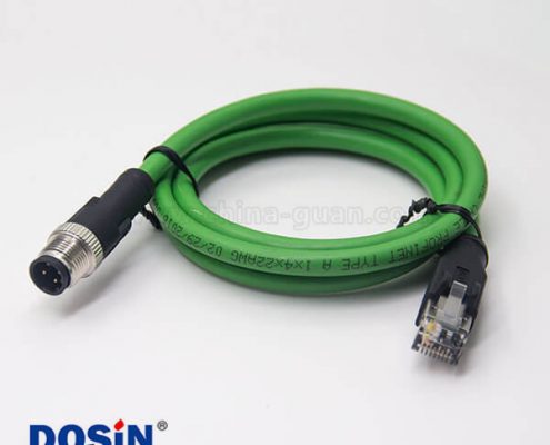 M12接頭d型接頭4芯公頭轉(zhuǎn)RJ45水晶插頭連線3米