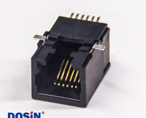 rj12插座90度SMT沉板式黑色全塑6p6c網(wǎng)絡(luò)模塊化連接器