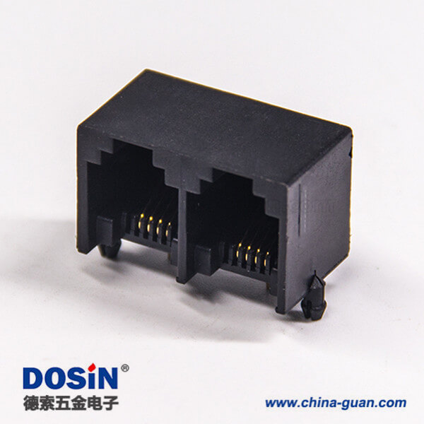 rj9接口模塊化網(wǎng)絡(luò)座子4p4c雙端口彎角直插式非屏蔽插座