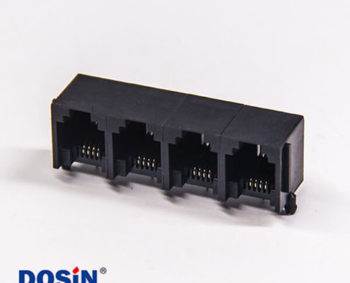 rj12 6p4c以太網(wǎng)連接器穿孔式彎角單層聯(lián)體全塑插座