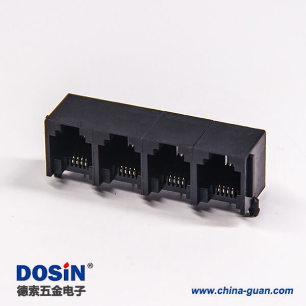 rj12 6p4c以太網(wǎng)連接器穿孔式彎角單層聯(lián)體全塑插座