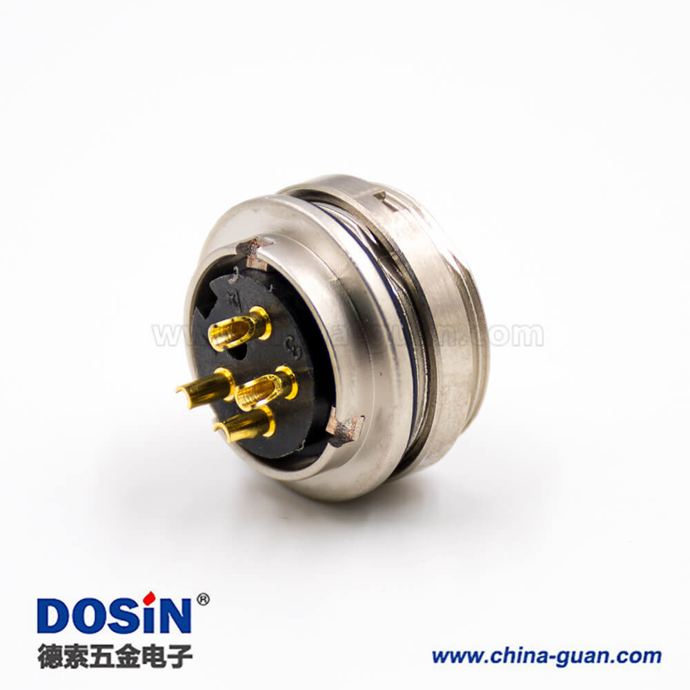 插座母頭M16系列4芯板端插座前鎖穿墻A扣直式焊杯接線連接器 插座母頭M16系列4芯板端插座前鎖穿墻A扣直式焊杯接線連接器