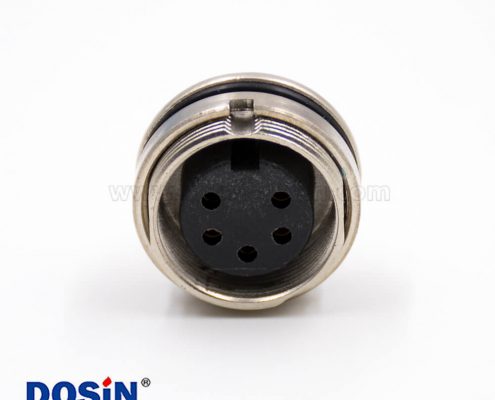 M16連接器5芯母頭A扣車針直式穿墻焊杯接線板端插座