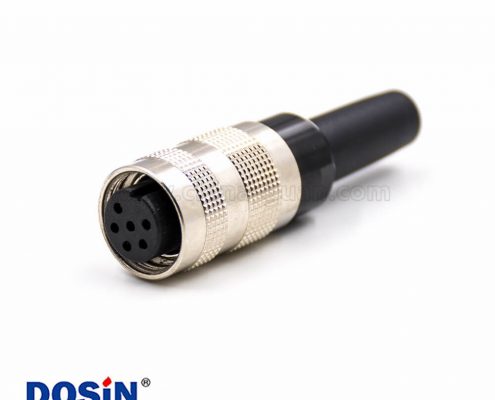 工業(yè)電纜防水接頭M16母頭A扣直式6芯接線組裝接頭不帶屏蔽