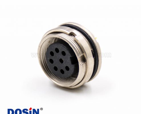 8芯插座引腳M16母頭A扣板端插座焊接接線直式穿墻連接器