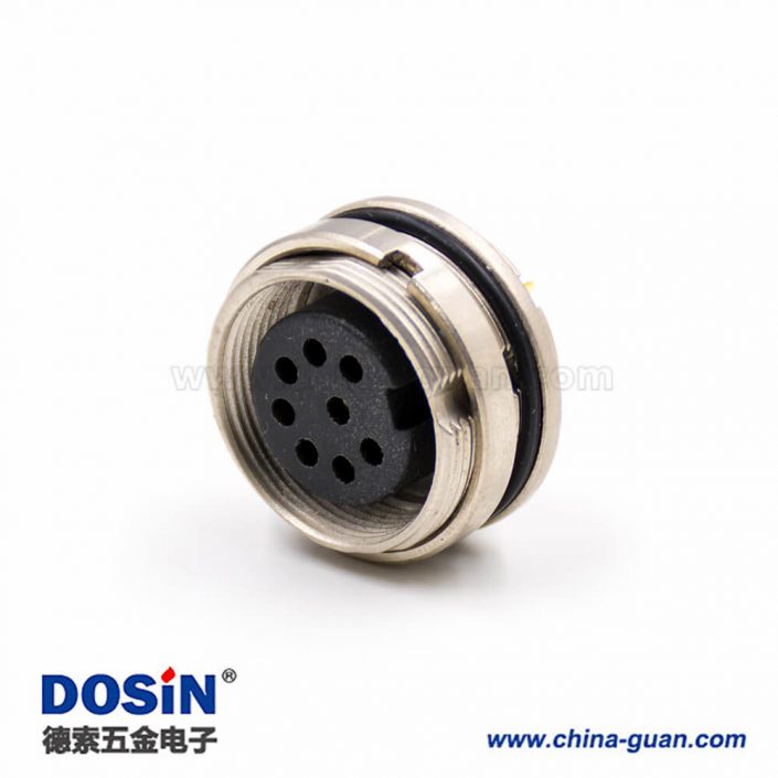 8芯插座引腳M16母頭A扣板端插座焊接接線直式穿墻連接器