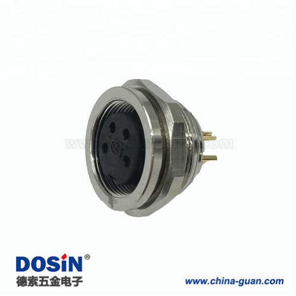 M16板前安裝航空插座4芯母頭板端連接器 M16板前安裝航空插座4芯母頭板端連接器