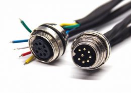 工業(yè)電纜防水接頭M16直式8芯A型連接器前鎖板安裝線長0.3M