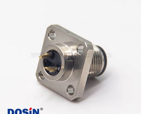 網(wǎng)絡(luò)接頭m12板端插座公頭直式2pin帶4孔法蘭安裝焊線式