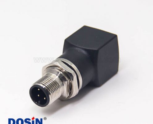 m12公頭轉(zhuǎn)rj45母頭轉(zhuǎn)接頭m12直式4pin穿墻轉(zhuǎn)rj45直型連接器