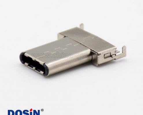 USB C USB3.0直式24芯公頭霧錫黑色LCP面板安裝連接器