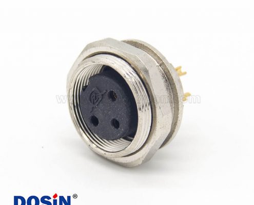 M16 3芯連接器直式母插座前鎖穿墻面板安裝焊線