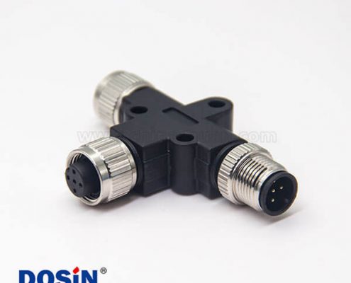 m12轉(zhuǎn)接頭T型5pin兩母轉(zhuǎn)一公
