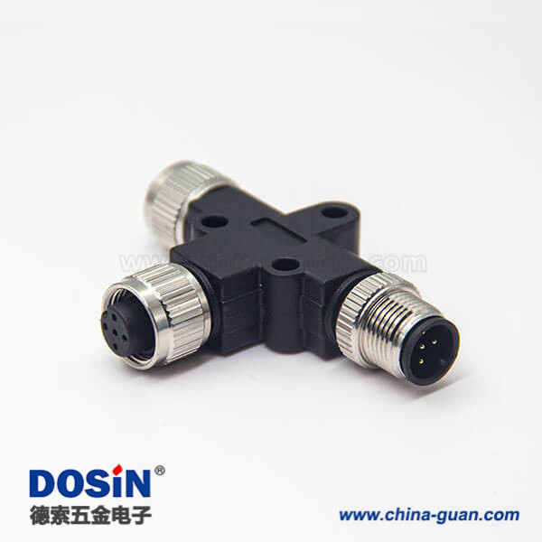 m12轉(zhuǎn)接頭T型5pin兩母轉(zhuǎn)一公