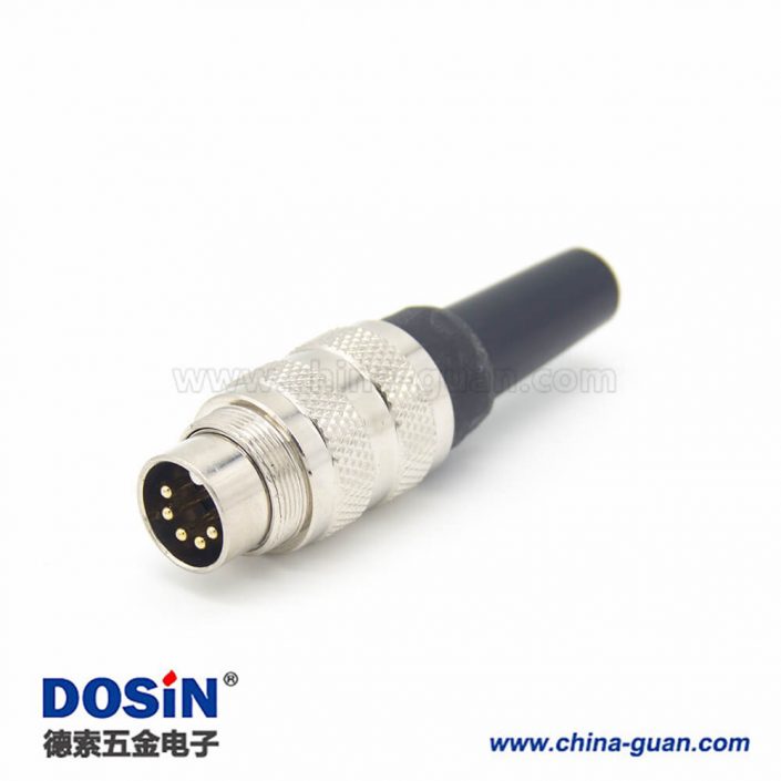 M16插頭5芯直式公頭接線安裝對接連接器