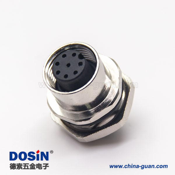 m12防水插座直式母頭航空連接器接線防水后鎖板面板安裝