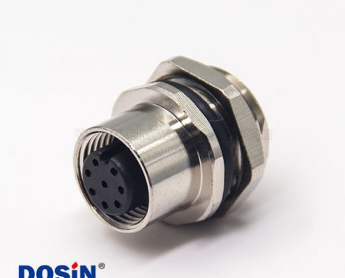 m12防水插座直式母頭航空連接器接線防水后鎖板面板安裝
