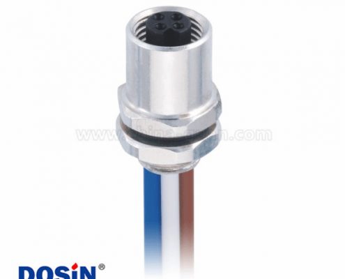 M5 4芯焊線連接器防水圓形傳感器M5 4芯后鎖接線20CM 26AWG線