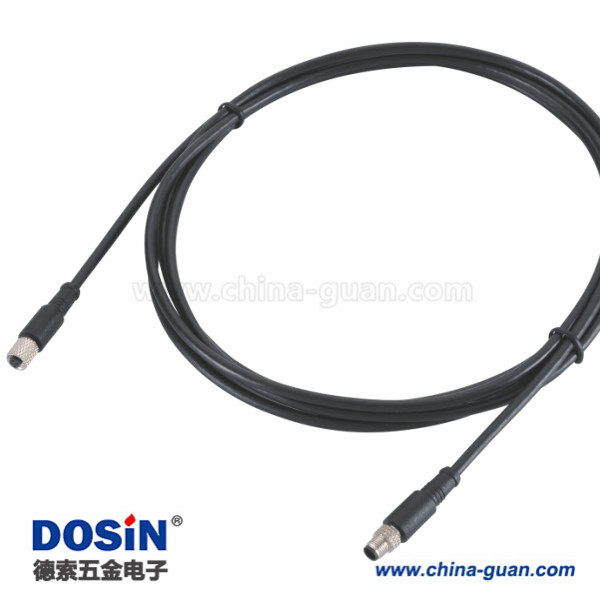 M5注塑線材防水M5 4芯母頭轉(zhuǎn)4芯公頭延展線1米26AWG