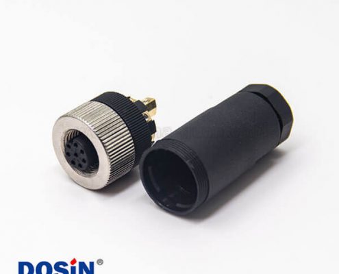 m12壓力傳感器接線塑膠直式母頭航空插頭8芯鎖接