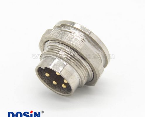 M16連接器5芯直式公插座前鎖穿墻面板安裝焊線