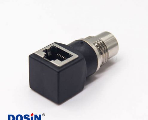 m12插座轉(zhuǎn)rj45連接器m12A型母頭轉(zhuǎn)RJ45插座彎式