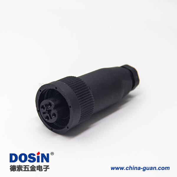 塑料航空插頭M18直式4芯母頭傳感器連接器