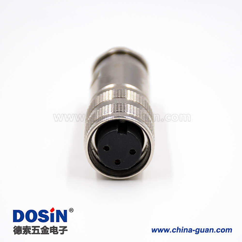 M16三芯防水連接器母頭A扣直式全金屬接線組裝接頭帶屏蔽 M16三芯防水連接器母頭A扣直式全金屬接線組裝接頭帶屏蔽