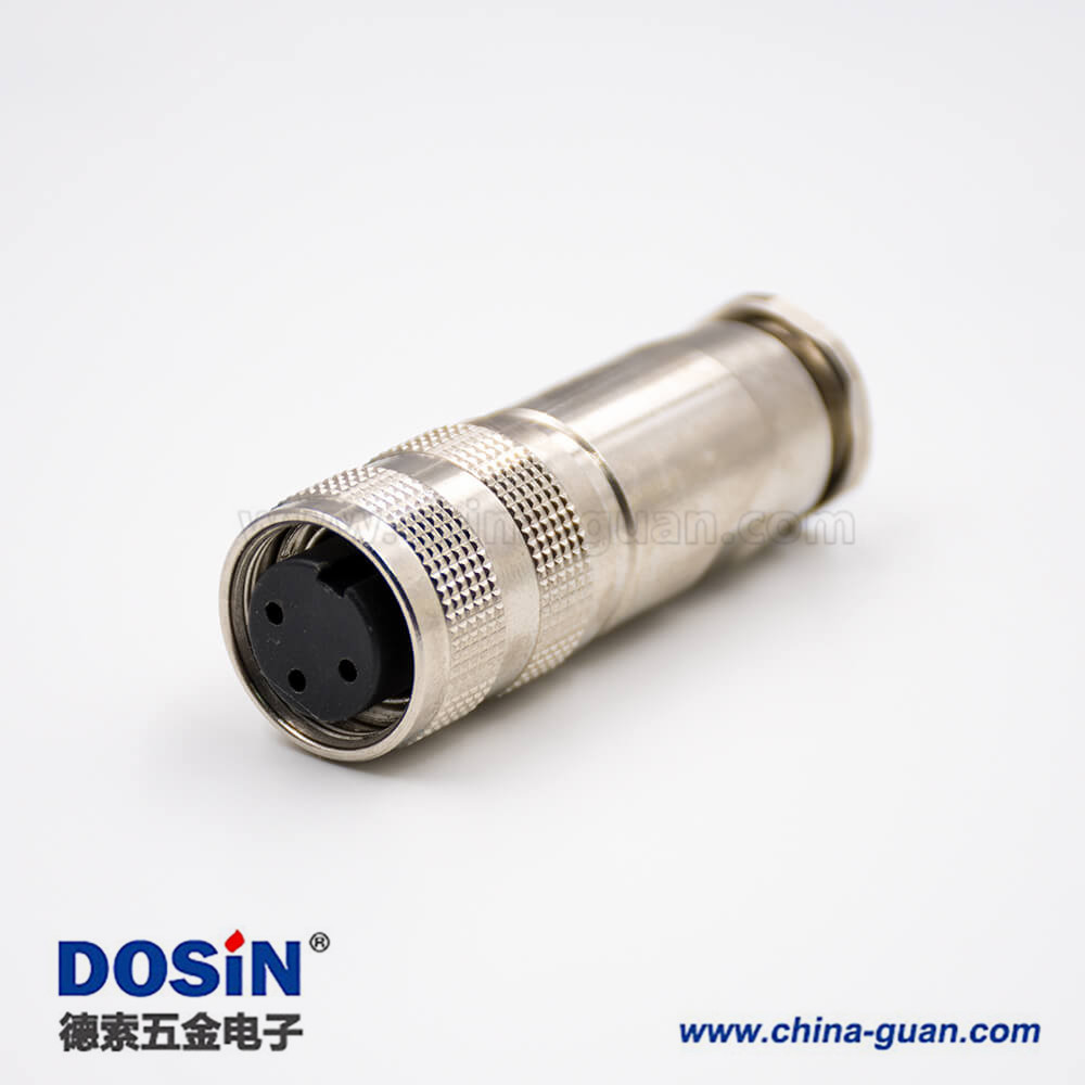 M16三芯防水連接器母頭A扣直式全金屬接線組裝接頭帶屏蔽 M16三芯防水連接器母頭A扣直式全金屬接線組裝接頭帶屏蔽