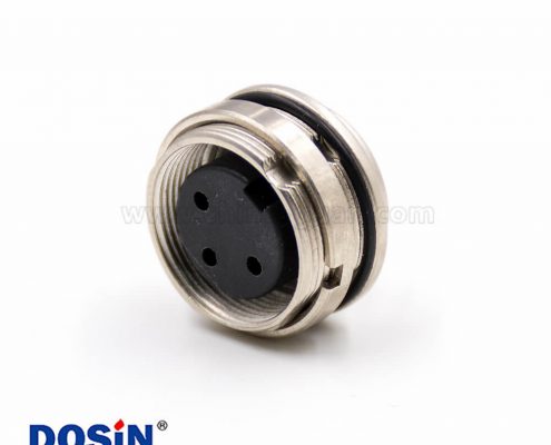 3芯插座M16母頭A扣直式焊杯接線前鎖穿墻板端插座連接器