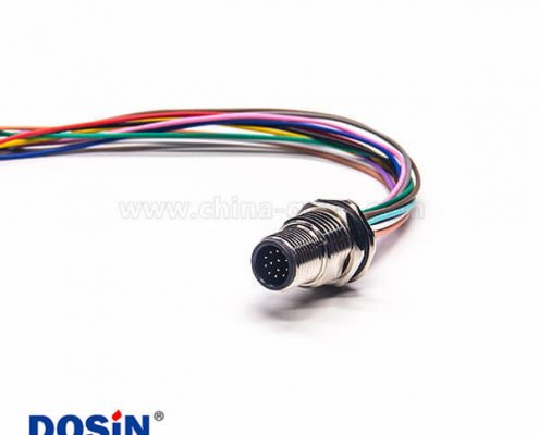 M12連接器12芯單邊公頭接線插座