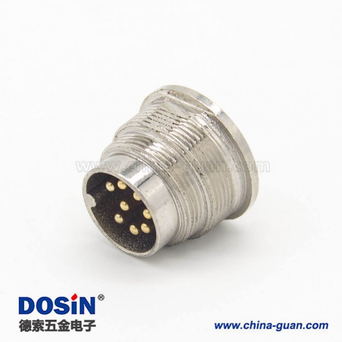 M16 8芯連接器直式公插座焊杯接線