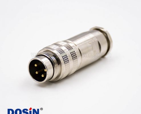 m16組裝式4芯公頭180°組裝接頭全金屬接線連接器帶屏蔽