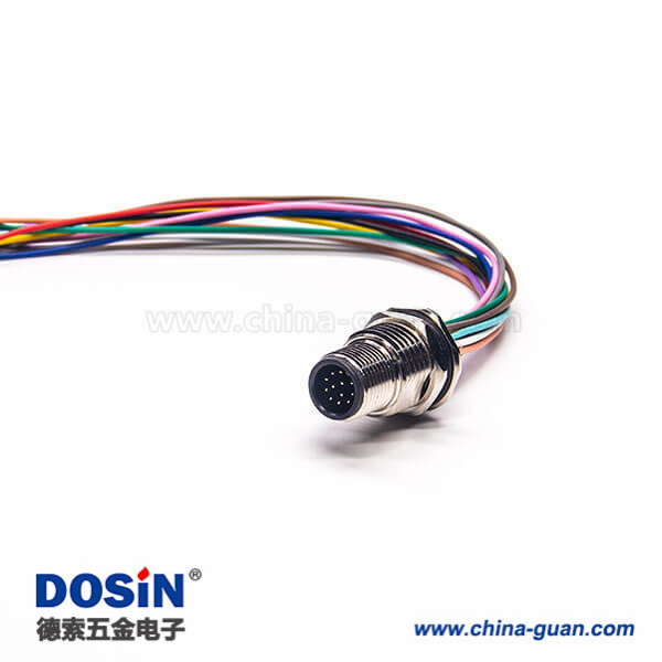 M12連接器12芯單邊公頭接線插座