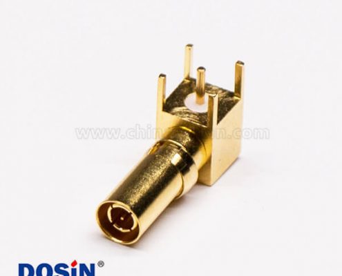 DIN 1.0/2.3公頭彎式鍍金穿孔式接PCB板