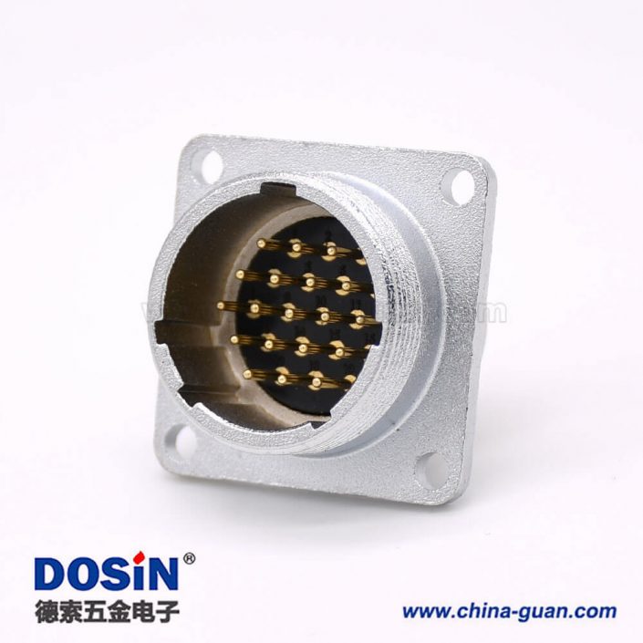 法蘭安裝P24 19芯公頭直式插座連接器焊杯接線