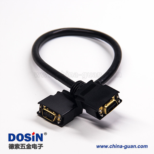 SCSI連接器線材HPCN型黑色塑膠殼14芯公轉(zhuǎn)公直式按鍵卡勾式雙邊線1米