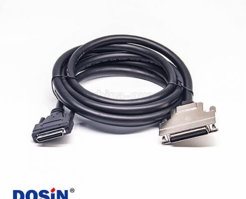 SCSI 線 VHDCI 型68芯注塑公頭轉(zhuǎn)HPCN68芯金屬組裝式公頭