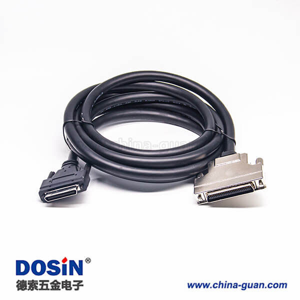 SCSI 線 VHDCI 型68芯注塑公頭轉(zhuǎn)HPCN68芯金屬組裝式公頭