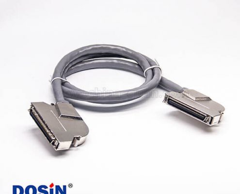 SCSI線束HPCN型68芯彎公轉彎公鋅合金外殼組裝線2米