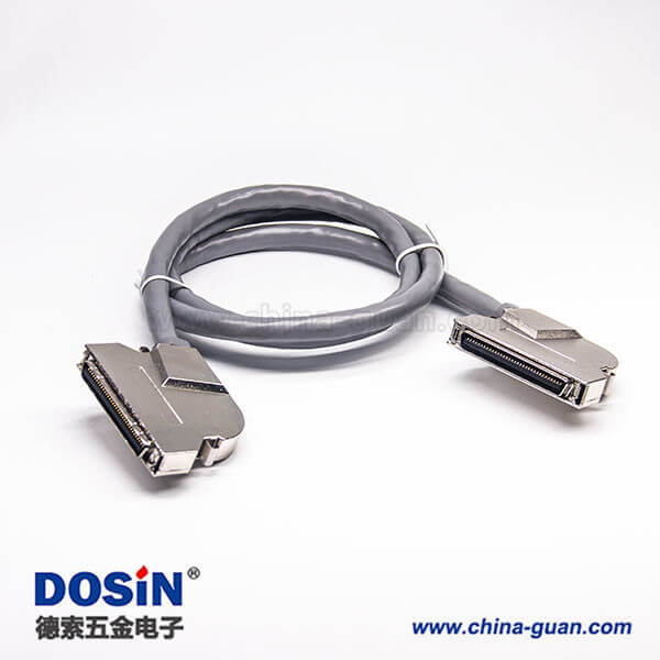 SCSI線束HPCN型68芯彎公轉(zhuǎn)彎公鋅合金外殼組裝線2米