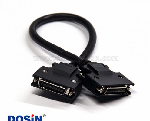 SCSI芯HPCN型黑色塑膠殼公轉(zhuǎn)公直式螺絲鎖接雙邊線1米