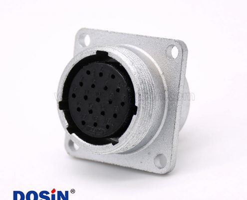 法蘭安裝連接器P24母頭19芯直式插座焊杯接線