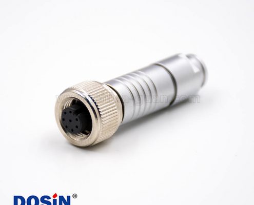 M12母插頭8芯防水A扣母頭180°組裝接頭接線連接器帶屏蔽