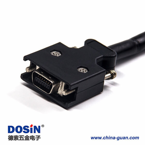 SCSI線材HPCN型14芯黑色塑膠殼公轉(zhuǎn)公直式螺絲鎖接雙邊線1米