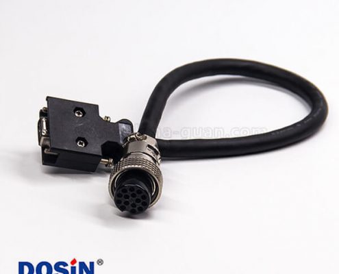 SCSI 連接器HPCN型14芯公頭螺絲鎖接式連接器轉(zhuǎn)GX 15芯母頭直式航空插頭線材1米