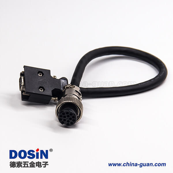 SCSI 連接器HPCN型14芯公頭螺絲鎖接式連接器轉(zhuǎn)GX 15芯母頭直式航空插頭線材1米