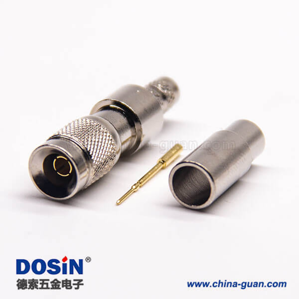 din型母頭180度壓接式同軸電纜鍍鎳